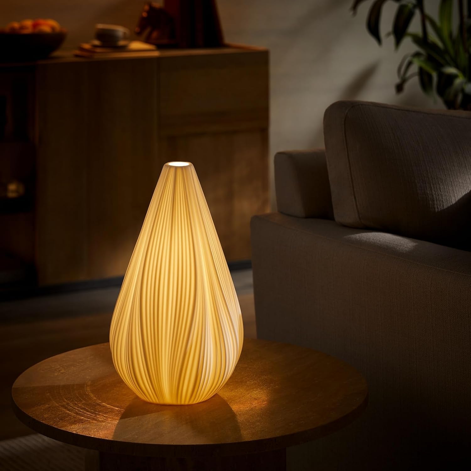 Rondure 12.5" Modern Ceramic Table Lamp with Fully Dimmable Translucent Shade & Warm Ambient Lighting White Zevon