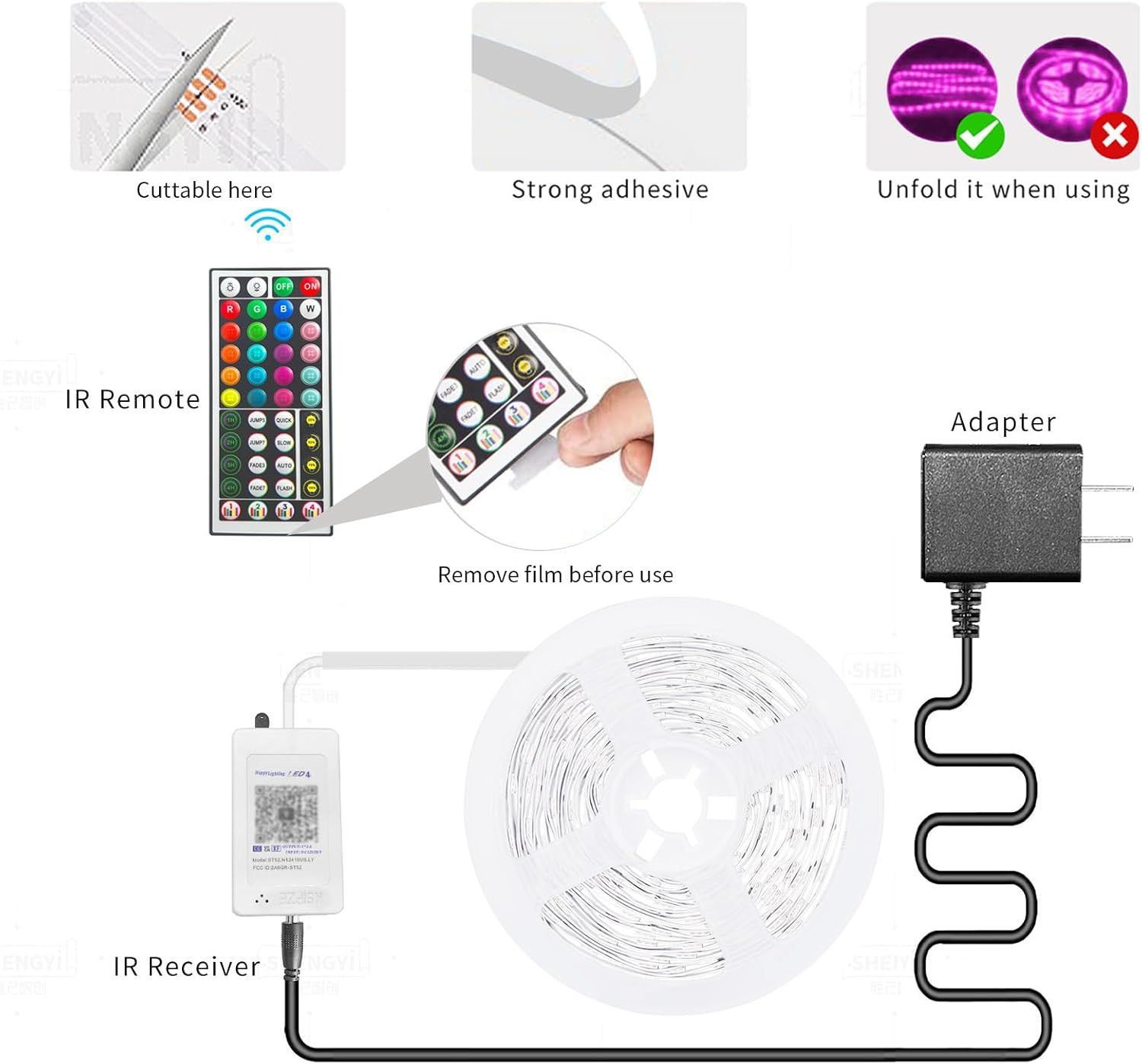 KSIPZE 100ft RGB LED Strip Lights with Smart App Control Remote & Music Sync Color Changing Home Decor Zevon