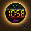 Maxstar LED Digital Wall Clock with RGB Color Timer Temperature Date DST & 5-Level Display Brightness Zevon