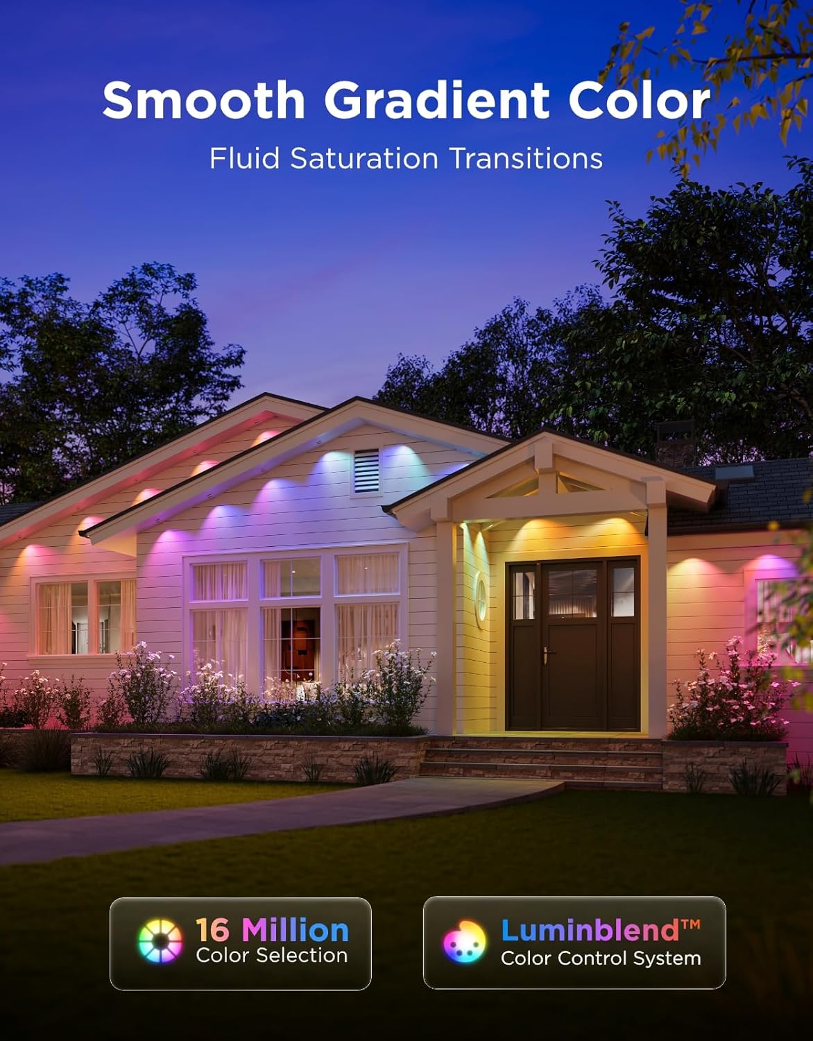 Govee Permanent Outdoor Lights Prism 200ft with 72 Triple-Color Lighting Heads IP68 Waterproof Smart Decor White Zevon