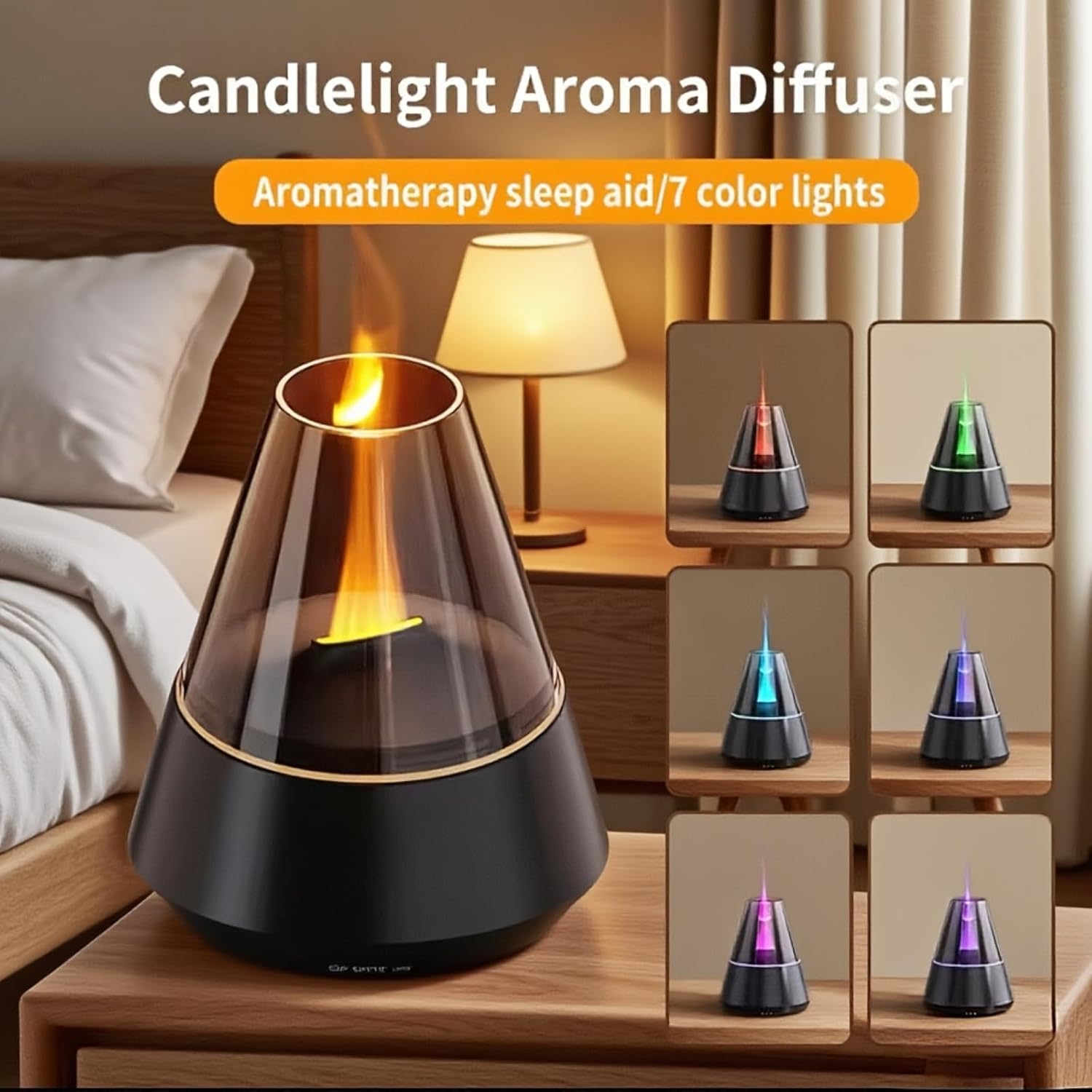 Luxury-Style Ultrasonic Cool Mist Essential Oil Aromatherapy Diffuser with Candlelight Night Light Effect & Remote Control Zevon