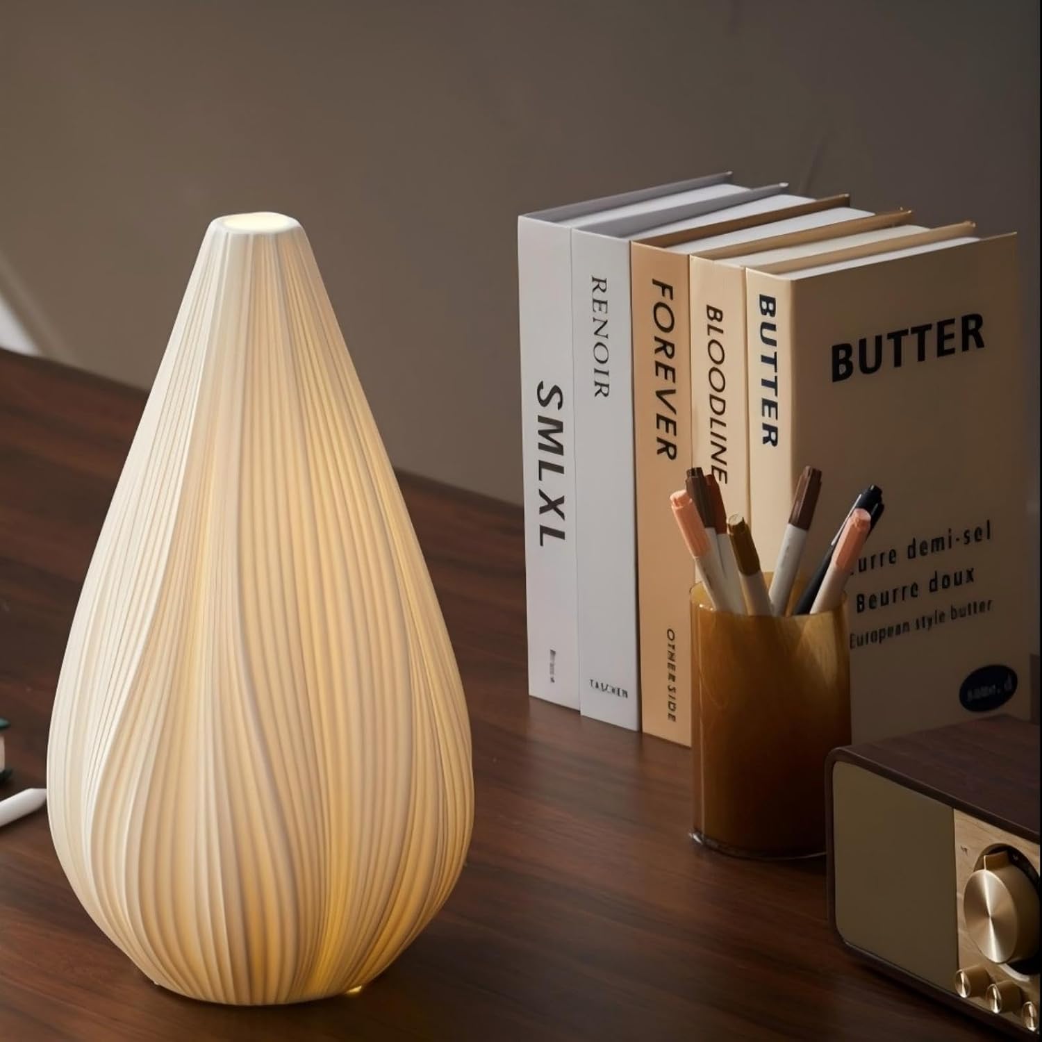 Rondure 12.5" Modern Ceramic Table Lamp with Fully Dimmable Translucent Shade & Warm Ambient Lighting White Zevon