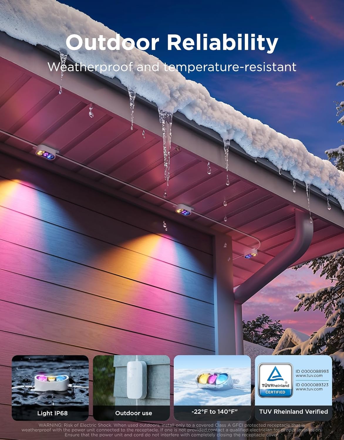 Govee Permanent Outdoor Lights Prism 200ft with 72 Triple-Color Lighting Heads IP68 Waterproof Smart Decor White Zevon