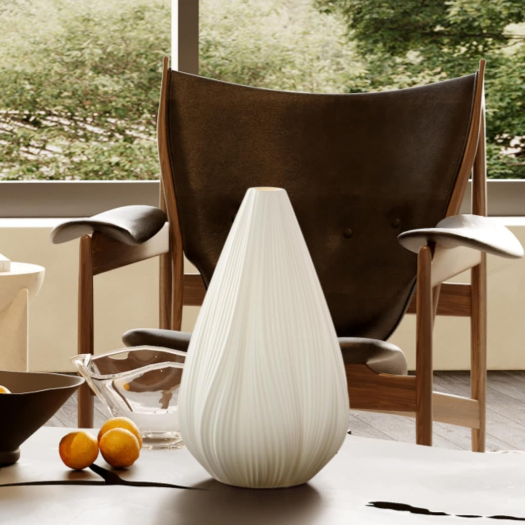 Rondure 12.5" Modern Ceramic Table Lamp with Fully Dimmable Translucent Shade & Warm Ambient Lighting White Zevon