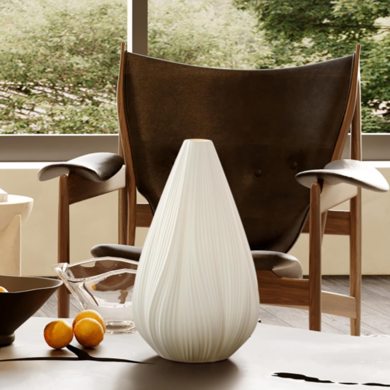 Rondure 12.5" Modern Ceramic Table Lamp with Fully Dimmable Translucent Shade & Warm Ambient Lighting White Zevon