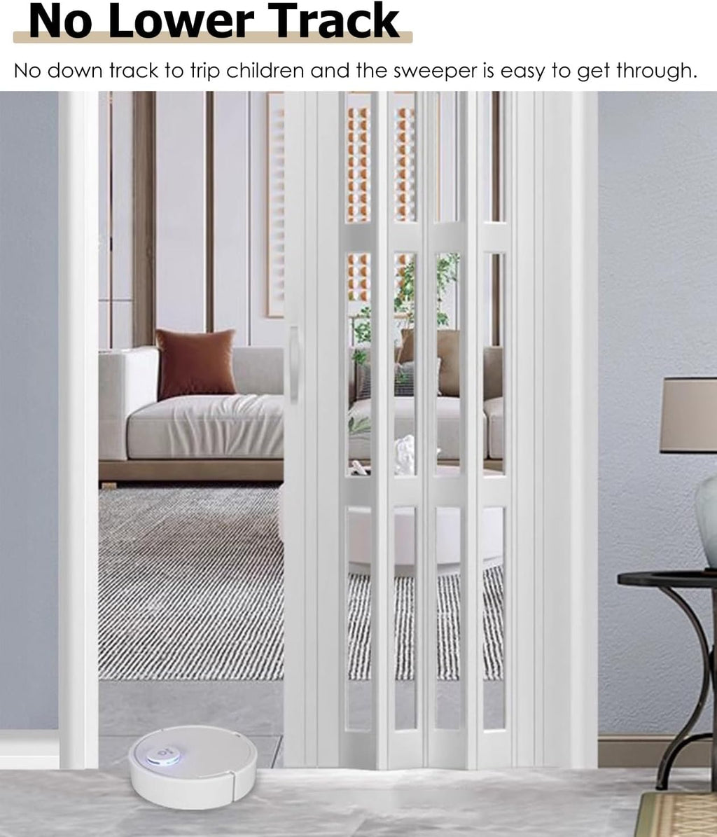 Wood Grain Accordion Folding Multi-Fold Retractable Screen Panel Internal Closet Door with Handle Zevon