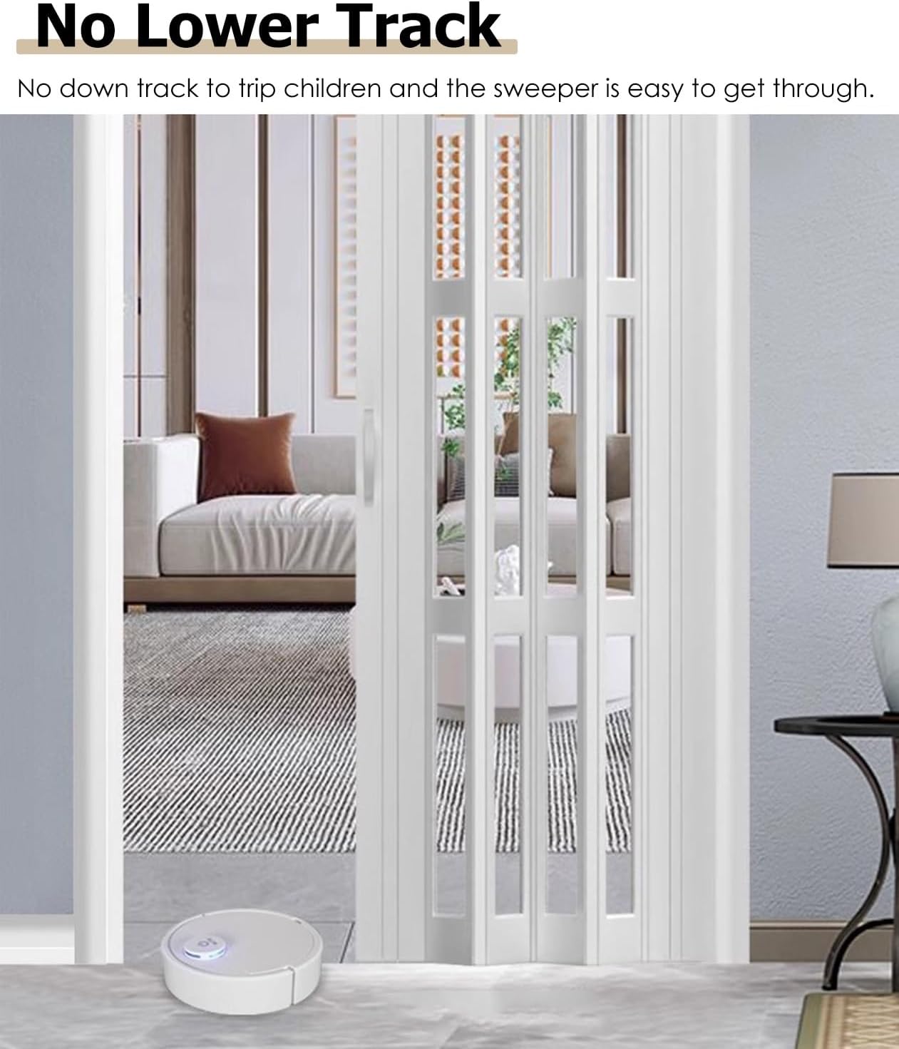 Wood Grain Accordion Folding Multi-Fold Retractable Screen Panel Internal Closet Door with Handle Zevon