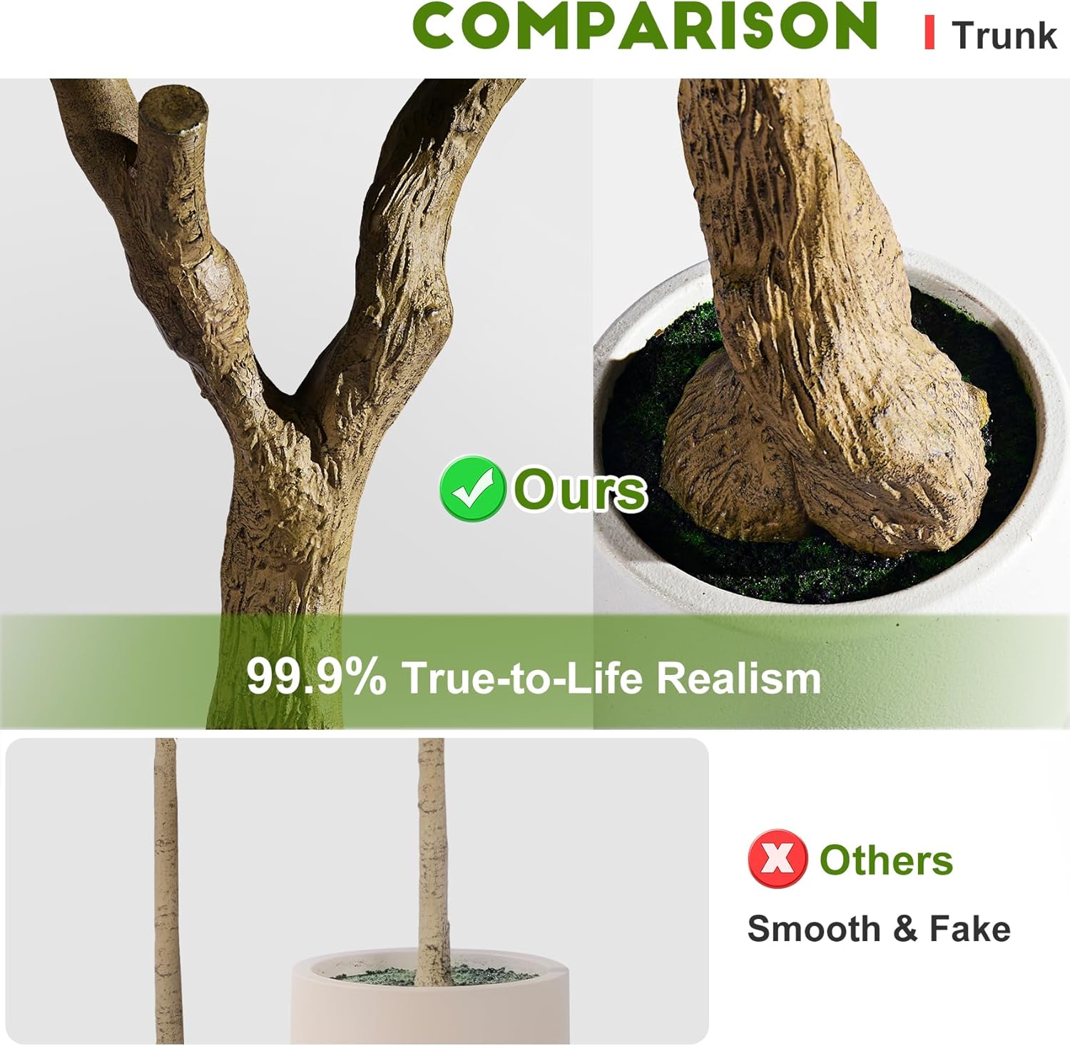Large Faux Olive Tree Tall Artificial Tree with Pot for Indoor & Outdoor Realistic Floor Fake Plant Decor Zevon