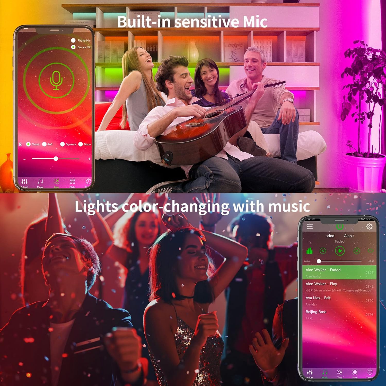 KSIPZE 100ft RGB LED Strip Lights with Smart App Control Remote & Music Sync Color Changing Home Decor Zevon