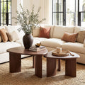 Honyee Modern Walnut Wood Veneer Nesting Coffee Table and Side Table Set of 2 with Space-Saving Design Zevon