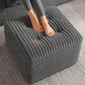 23.6" Corduroy Pouf Ottoman with Dual-Layer Foam Support & Floor Foot Stool Dark Grey Zevon